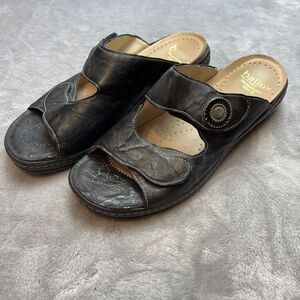 Hallux Fidelio Gini G Sandals Womens EU42/US 11 Black Leather Slip On Comfort‎